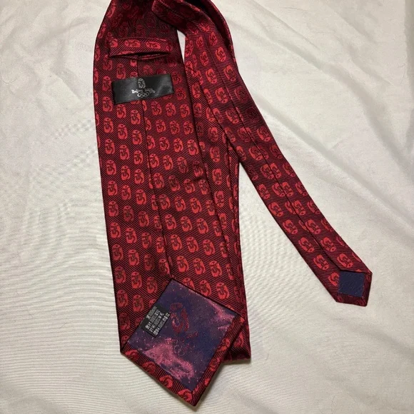 RARE Beijing 2008 Olympic Neck Tie Limited Edition Beijing Logo Silk Red